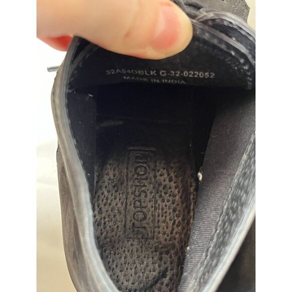 Topshop Able Black Nubuck leather Combat Ankle Boot Size 8.5 Lace Up - Picture 4 of 13